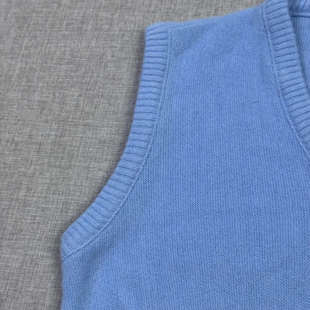 Izod Lacoste Vintage Orlon Acrylic V-Neck Sweater Vest Mens XS (34) Blue